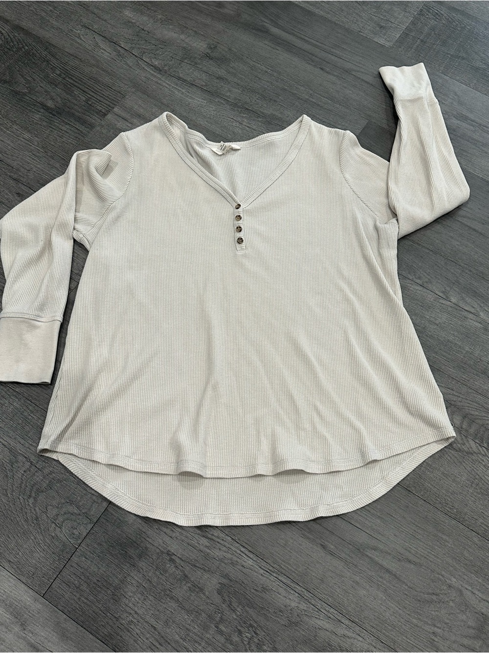 Womens Terra & Sky long sleeve waffle henley size 1X